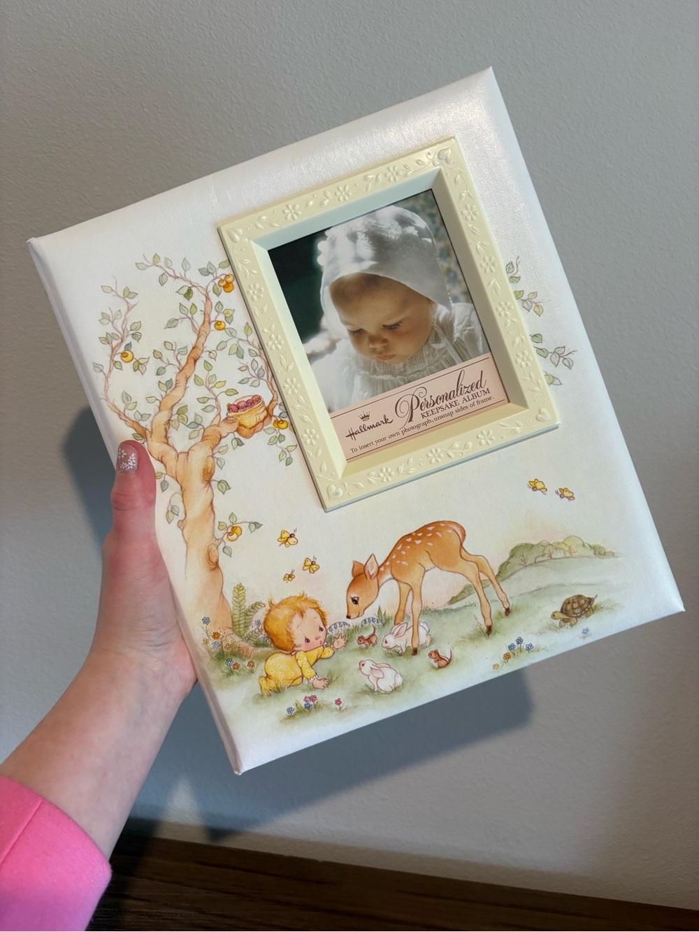 Hallmark Personalized Keepsake Baby Photo Album w/ Frame White COTTAGECORE 90s